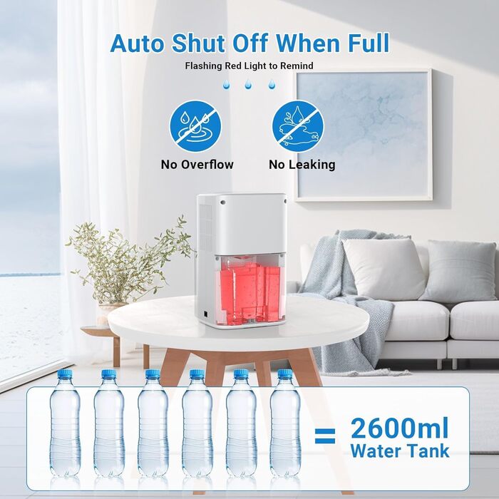 Зволожувач повітря 2600 мл з нічним підсвічуванням, тихий, для спальні, ванної кімнати, шафи та гардеробу