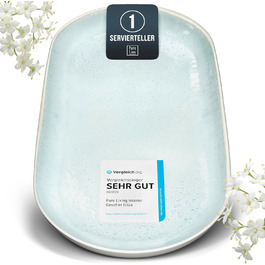 Сервірувальна тарілка Steingut Ibiza - велика, овальна, бежево-блакитна. Ідеальна для створення атмосфери Середземномор'я