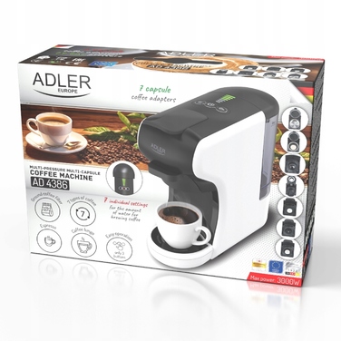 Мультикапсульна кавомашина Adler AD 4386, тиск 19 бар