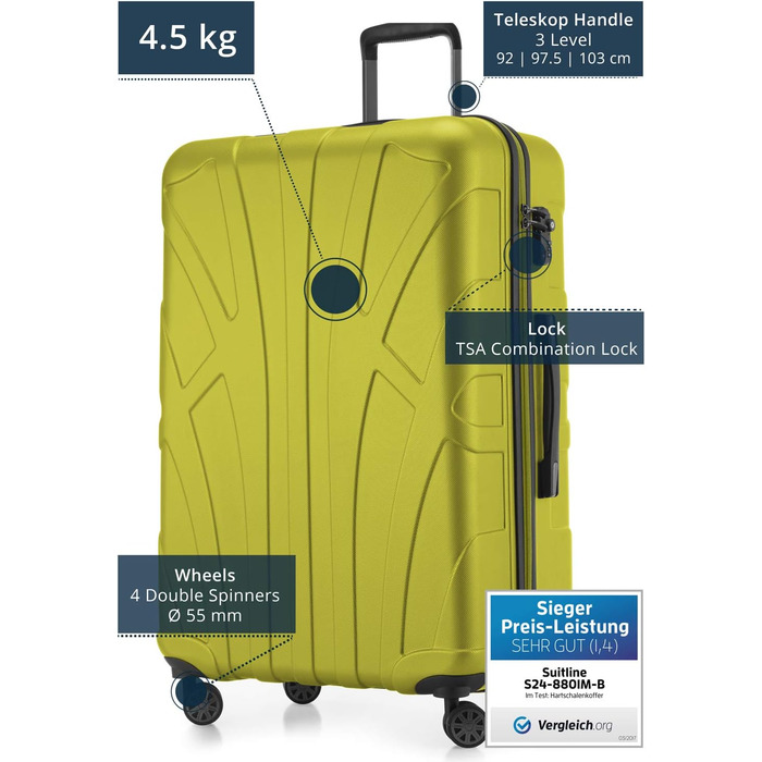 Чохол-валіза Suitline з жорстким корпусом, XL, 76 см, 96-110 літрів, ABS матовий, з TSA замком