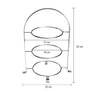 APS Serving Stand - high-quality tiered stand made of chrome-plated metal for 3 plates with a diameter of max. 27 cm - total height 43 cm (plates not included)