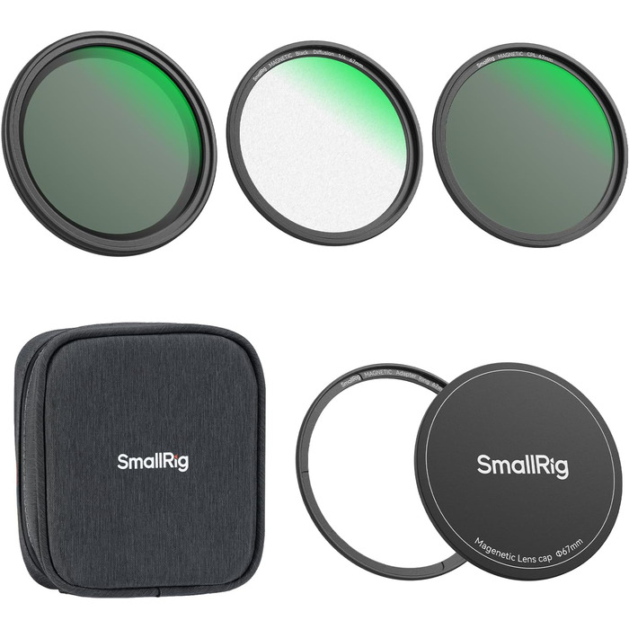 SMALLRIG Набір фільтрів для об'єктива 67мм (VND+CPL+Black Mist) + адаптер + кришка + сумка + серветка для телефону/камери