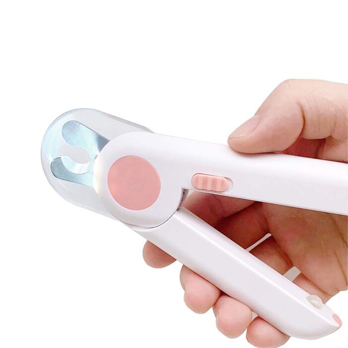 Набір для стрижки кігтів собак і котів Profi з підсвічуванням та захистом від бризок, рожевий