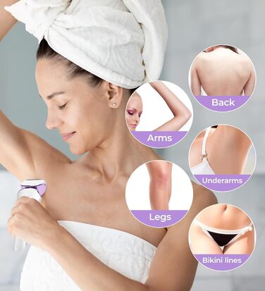 Електричний жіночий триммер для тіла: безболісне гоління ніг, бікіні та під пахв, бездротовий, USB, мокрий/сухий, білий/фіолетовий