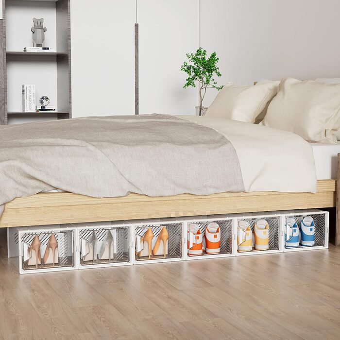 Коробки для взуття SIMPDIY, набір 12 шт, прозорі, з кришкою, для зберігання взуття (до 46 розміру)
