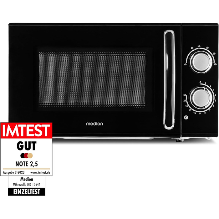 Мікрохвильова піч MEDION MD 15644, 700 Вт, 17 л, 6 рівнів, чорна