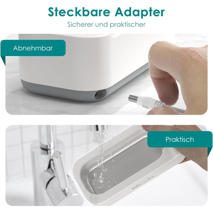 Ультразвукова очищувач KECOOLKE для ювелірних виробів, кілець, монет та окулярів з цифровим таймером (сірий)