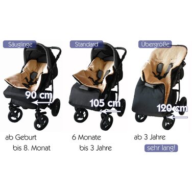 Термочохол Baby-Joy KAI XL 105 см, овеча вовна/поліестер, для коляски та санок, чорний, легкий догляд, утеплений