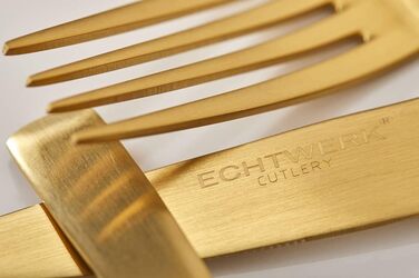 ECHTWERK Avelino Flatware Set, Gold Edition, 20-piece, Dinnerware for up to 4 people, 18/10 Stainless Steel, Matte Finish, High-Quality Cutlery Set, for Dining Table, Table Decoration for Weddings & Festive Occasions