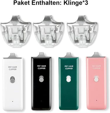 Професійна машинка для стрижки собак та котів, тиха, з керамічним лезом, електрична, водонепроникна (IPX7), зелена (набір лез, для лап)