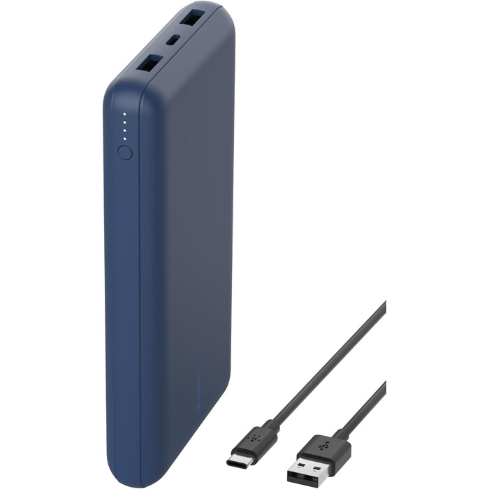Powerbank Belkin 20000mAh з USB-C та USB-A, 20K, блакитний - для iPhone, Galaxy, Pixel, iPad, AirPods та інші пристрої