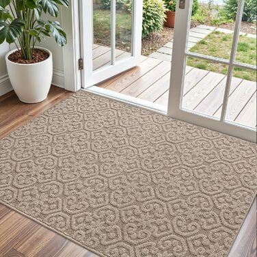 Привітальний килимок DEXI 60x90 см, протиковзаючий та вбираючий килим для входу, передпокою та патіо, бежевий, можна прати