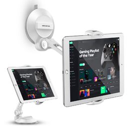Підставка для планшету та смартфона AboveTEK з присосками, 360° обертання, для iPad/Android (4-11 дюймів), авто/дім/офіс, білий