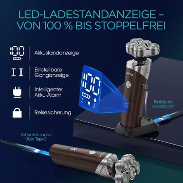 Електричний чоловічий бритва VOYOR TX500 5D з LED дисплеєм та бездротовою зарядкою (150 хв)