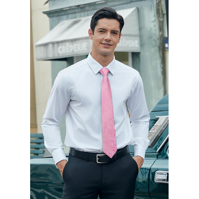 HISDERN Комплект краватки та нагрудного хустинки з квітковим візерунком Paisley, зелений (рожевий)