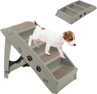 Сходинка для тварин SOARS: 4 сходинки, килимок з фетру, для котів та собак до 60 кг, сірий колір