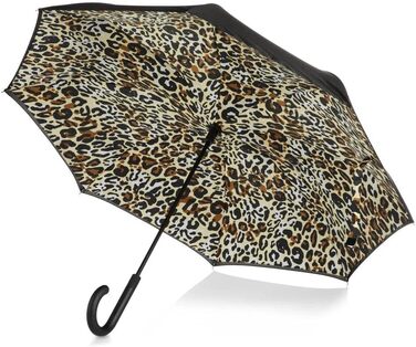 Складаний парасолька Inbrella Reverse-Close з малюнком леопарда (медовий)