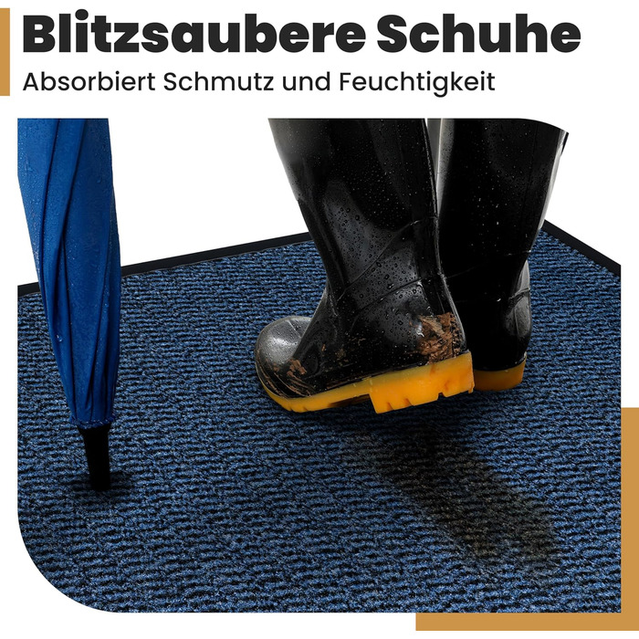 Килимок для дому 60x90 см, блакитний - Schmutzfangmatte для приміщень, килимок для входу, антиковзаючі