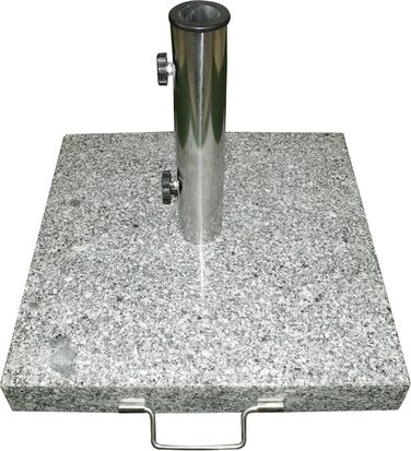 Dilego Nexos Umbrella Stand, Granite Umbrella Stand, Square 45x45cm, Approx. 25kg, Stainless Steel Tube Handle, Transport Wheels, Black-White-Grey