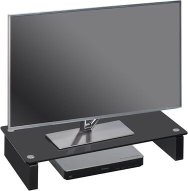 MAJA Меблі ТВ-тумба зі скляною чорною полицею, 60x28x12 см, для телевізора, сучасний дизайн