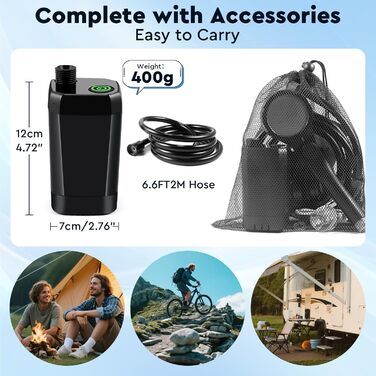 Портативна душова кабіна для кемпінгу Uplayteck з акумулятором 6000mAh, насосом, регулюванням температури та IPX7 водонепроникністю