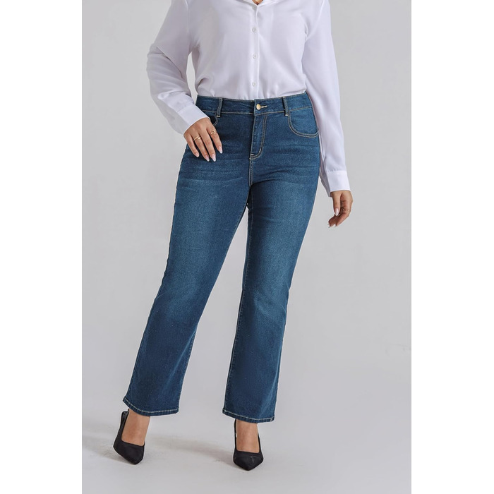 Жіночі джинси Bootcut Hanna Nikole великого розміру, висока талія, блакитний денім, еластичні