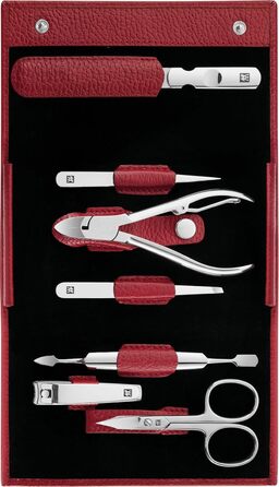 Набір для манікюру та педикюру ZWILLING (7 предметів), з екошкіряним етиуі, нержавіюча сталь, червоний
