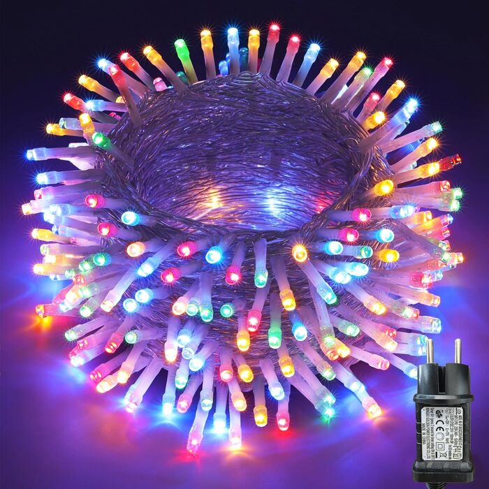Гірлянда святкова для дому та саду, 10м, 100 LED, тепле біле світло, з таймером, вологостійка, 8 режимів, для декорування ялинки та приміщень