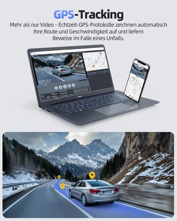 CIEVIE Автомобільна відеореєстратор 4K з GPS, WiFi, Dual, IPS 1.5″, 64GB SD, 170° та G-Sensor, WDR, Нічне бачення, Loop-запис, підтримка до 256GB