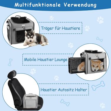 Корзина для собак на велосипед, розширювана, складна, з 4 дверцятами та сітковими вікнами, сумка-рюкзак для тварин, для котів та собак середніх розмірів