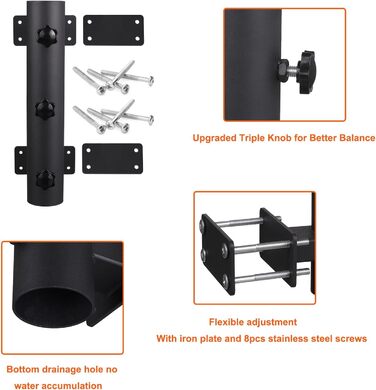 VANROUG Durable Umbrella Holder, Patio Umbrella Stand, Umbrella Stand, Bench, Buddy, Umbrella Holder, Fixed Clip, Umbrella Clamp for Deck, Railing, Beach, Courtyard, Boats, Hatches