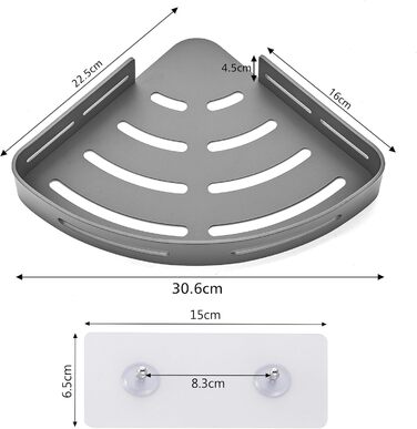 GRICOL Shower Caddy Corner Shelf Shower Shelf No Drilling Metal with 4 Hooks Shower Storage Bathroom Shelf with Adhesive Bathroom Shelf for Bathroom and Kitchen 2 Tiers Grey