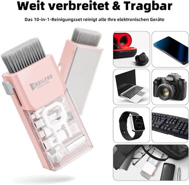 Набір для чищення клавіатури Ordilend: для ноутбука, MacBook, телефону, планшета, комп'ютера. З щіткою. Рожевий.