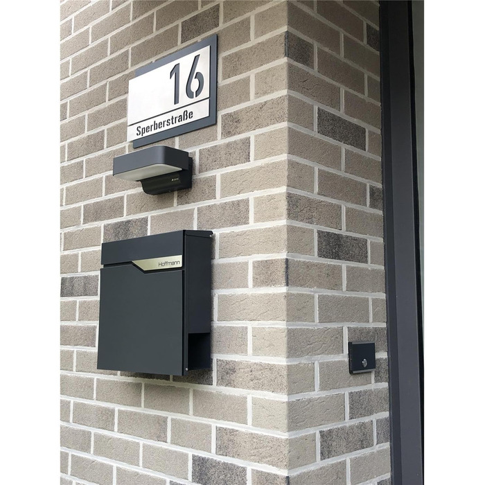 Поштова скринька Metzler Anthrazit з газетницею та іменним шильдиком RAL 7016, вулична, антикорозійна, для настінного монтажу, сучасний дизайн 37x37x10.5 см