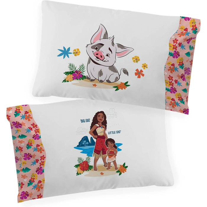 Комплект постільної білизни Jay Franco Disney Lilo & Stitch з квітковим дизайном для однієї людини – дитяча постільна білизна з наволочкою 80 x 80 см, бавовна, машинне прання, багато кольорів - Lilo & Stitch (Бежевий - Moana, 135x200/50x70 (2 шт))