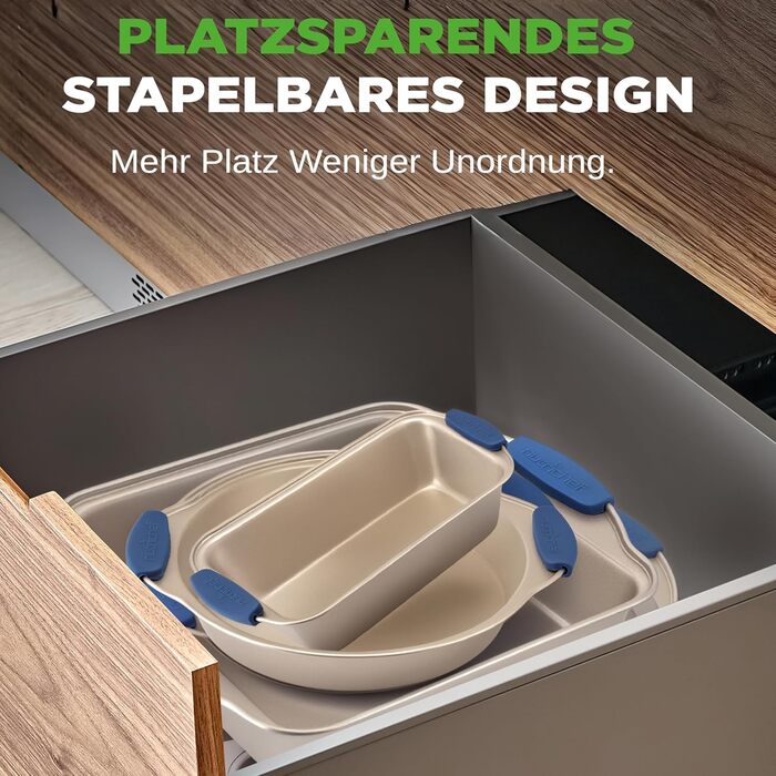 Набір форм для випічки NutriChef 6 шт. – дека для випічки, форма для мафінів, кексова форма з антипригарним покриттям, термостійка до 230°C, з силіконовими ручками з вуглецевої сталі – ідеально для тортів, хліба та мафінів