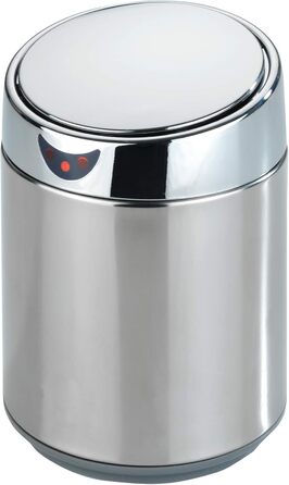 WENKO Maximex Tabletop and Cosmetic Container with Sensor 0.8 L Chrome, opens & closes touchlessly, stainless steel, with removable inner container, Ø 12 x 18 cm