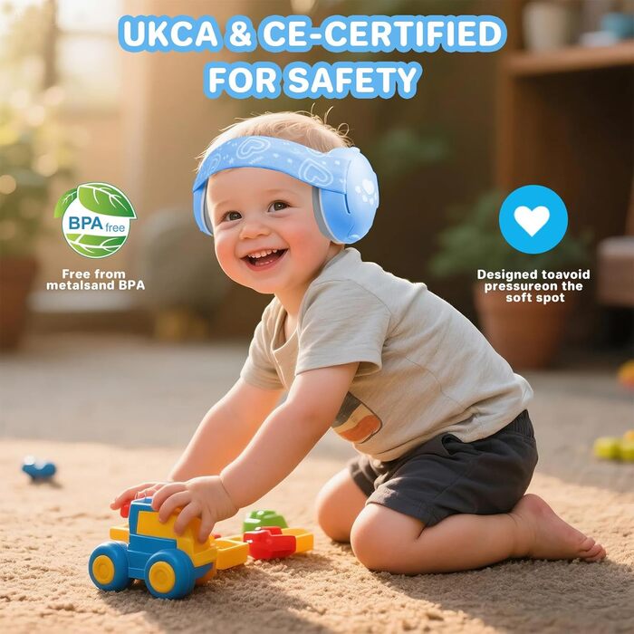 Навушники для захисту слуху дитини, 25db, для дітей до 36 місяців, з шумозаглушенням, блакитні