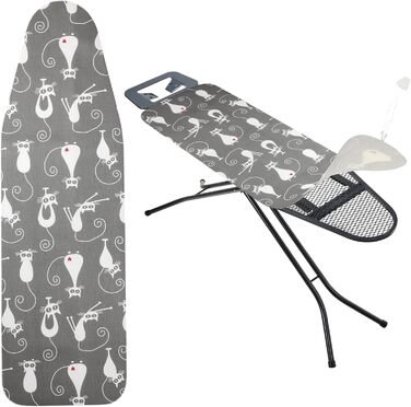 Набір для прасування KADAX з шнурком, бавовняний чохол для прасувальної дошки, підходить для парових прасок, замінний чохол з м'якою підкладкою (Коти, 132x48 см)
