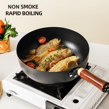 Набір сковорідок з нержавіючої сталі з антипригарним покриттям (4 шт.) 26/24/20/18 см, дерев'яні ручки