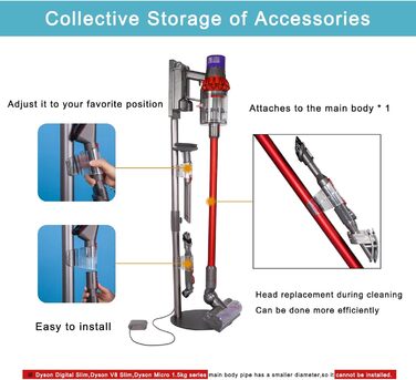 Підставка для пилососа Dyson V15 Detect V6 V7 V8 V10 V11: настінна/підлогова кріплення