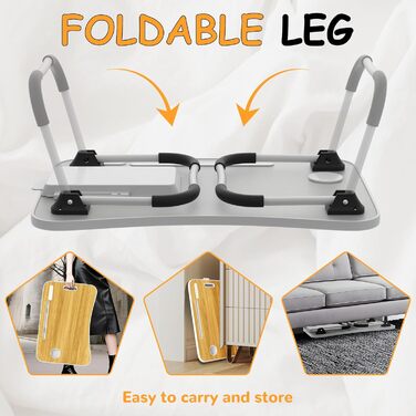 Столик для ноутбука в ліжко Huracan: регульований, з USB, підсклянником та ящиком (60x40 см, чорний)