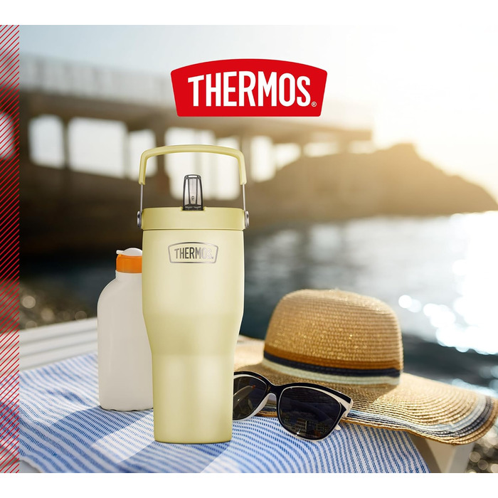 Термос REFRESHING SERIES з подвійними стінками, 0.85л, з трубочкою та ручкою, з нержавіючої сталі, Vanilla Matt