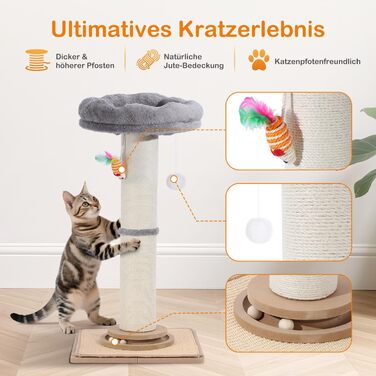 Дряпка для котів Trhillsbrad 81 см з м'ячиком та іграшками, з сизалю, для котів та дорослих котів