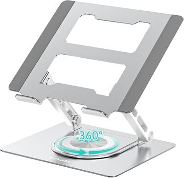 Adjustable Laptop Stand for Desk - 360° Rotating Base, Ergonomic Riser for MacBook Pro/Air, HP, Dell, Lenovo (10-17 inch)