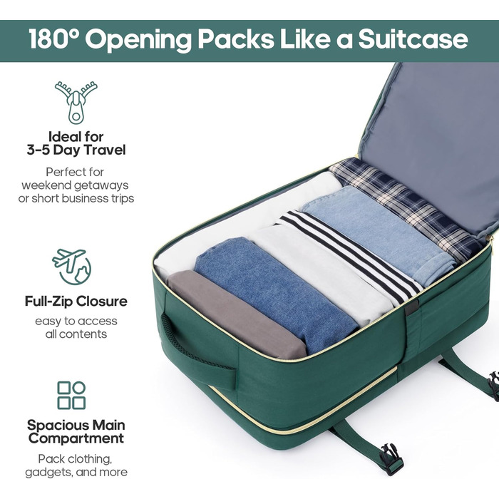 Набір валіз UKEIN 3 шт. з PC корпусом, міцний дорожній набір, ручна поклажа з TSA замком, 4 спіннер колеса, рюкзак та косметичка (3 шт.) (Темно-зелений)