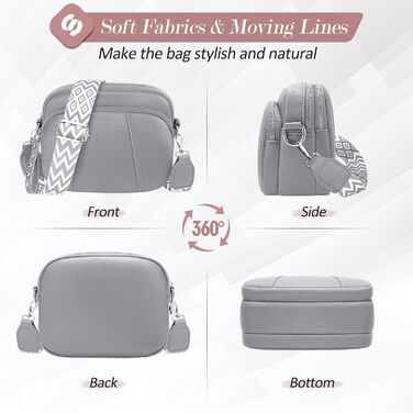 Сумка жіноча через плече кросбоді Wolkengrau зі шкіри, маленька, стильна, з широким ременем та кишенею для карт, знімний ремінець