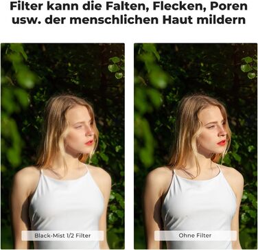 Фільтр K&F Concept 82mm Black Diffusion для створення ефекту кінематографічного розмиття (Mist) - для відео, блогів, портретної фотографії