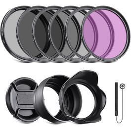 Набір фільтрів NEEWER 67mm ND2 ND4 ND8 UV FLD CPL для об'єктивів + кришка об'єктива та бленда