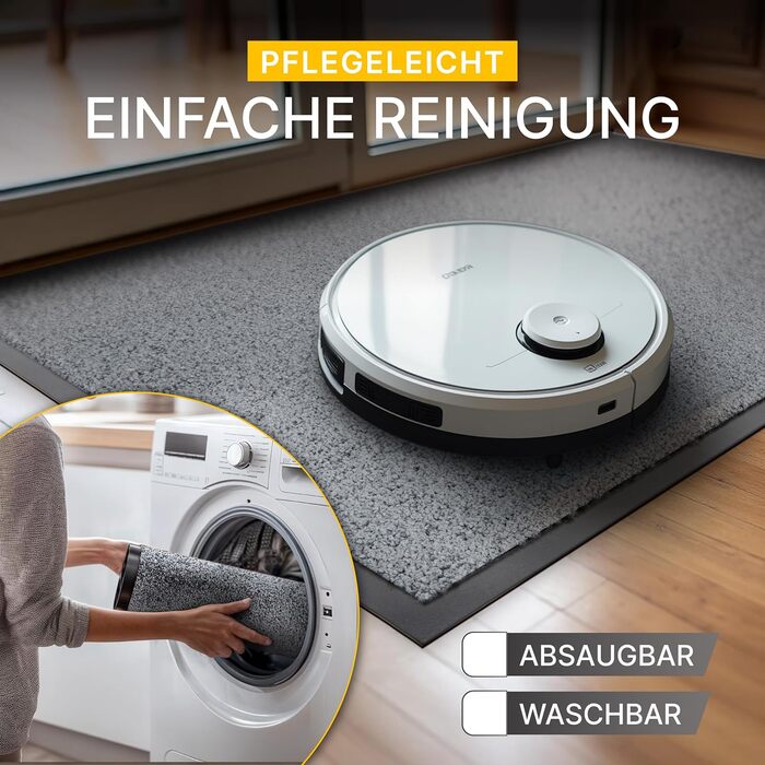 Килимок для порогу Entrando 40x60 см з неслизьким покриттям - миючий килимок для входу в приміщення та на вулицю, швидковисихаючий, нейтрального кольору, сірий